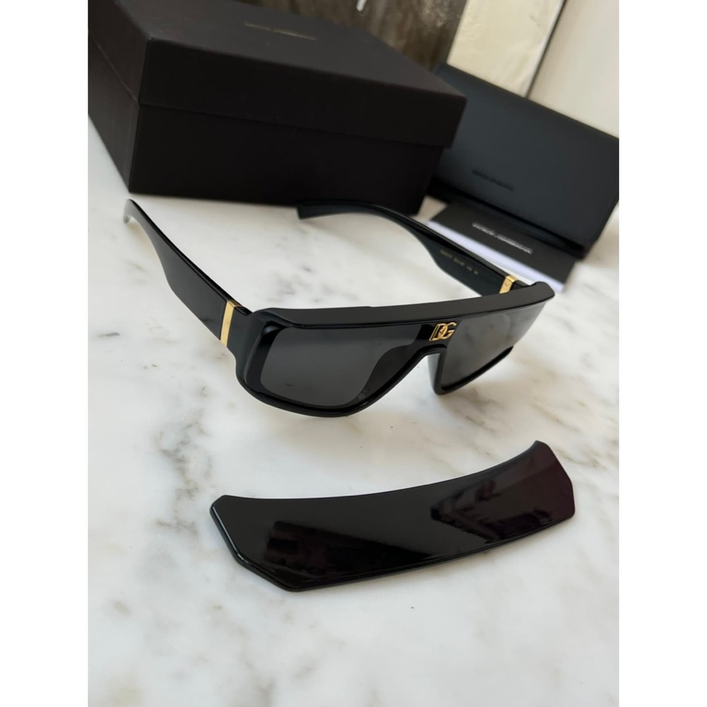 Dolce & Gabbana Oversized Black Shield Sunglasses - Picture 8 of 14